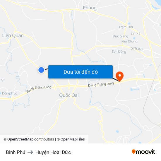 Bình Phú to Huyện Hoài Đức map