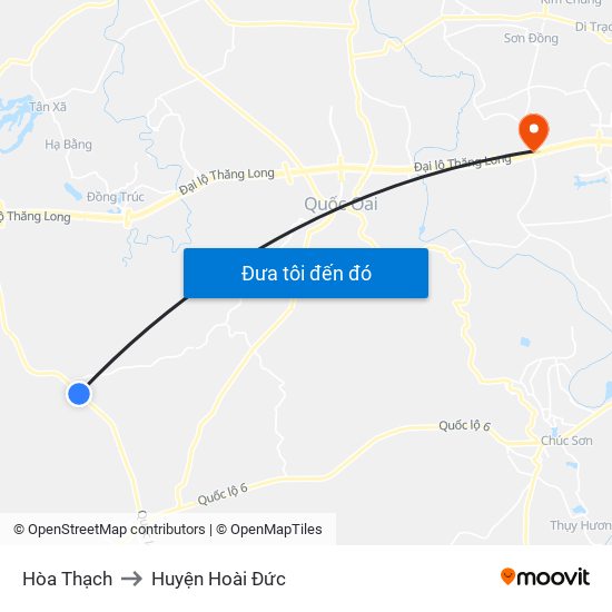 Hòa Thạch to Huyện Hoài Đức map