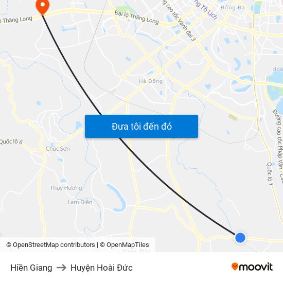 Hiền Giang to Huyện Hoài Đức map