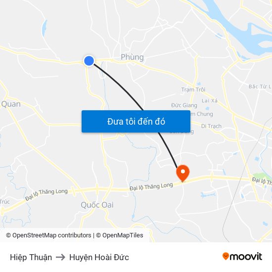 Hiệp Thuận to Huyện Hoài Đức map