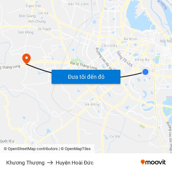 Khương Thượng to Huyện Hoài Đức map