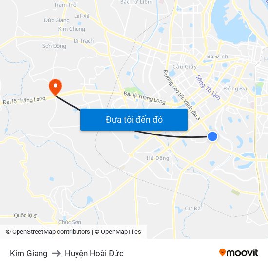 Kim Giang to Huyện Hoài Đức map