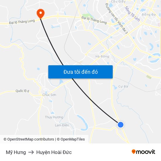 Mỹ Hưng to Huyện Hoài Đức map