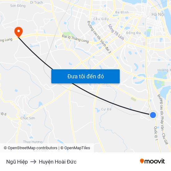 Ngũ Hiệp to Huyện Hoài Đức map