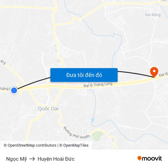 Ngọc Mỹ to Huyện Hoài Đức map