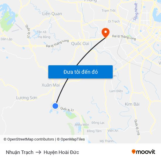 Nhuận Trạch to Huyện Hoài Đức map