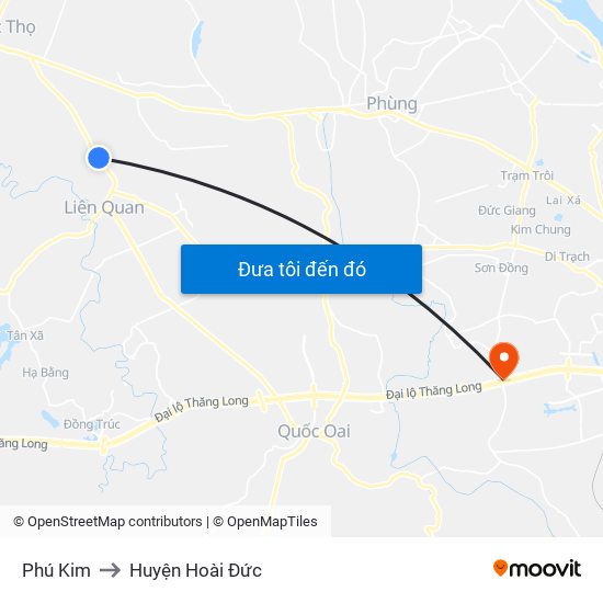 Phú Kim to Huyện Hoài Đức map