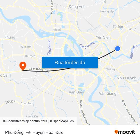 Phù Đổng to Huyện Hoài Đức map