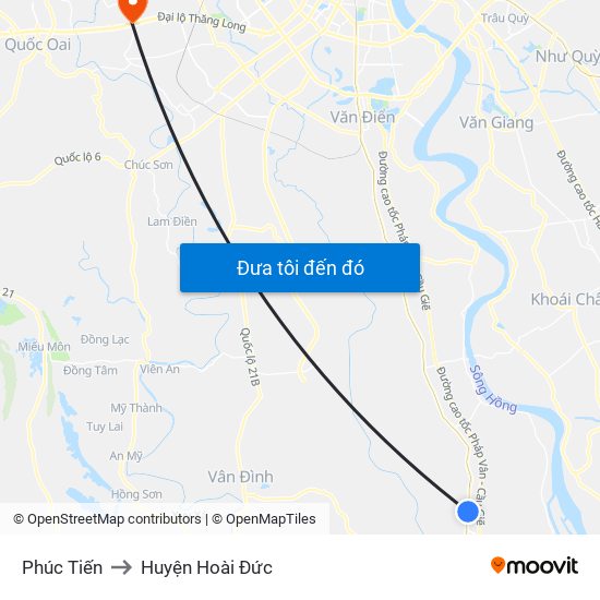 Phúc Tiến to Huyện Hoài Đức map