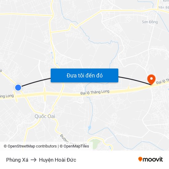 Phùng Xá to Huyện Hoài Đức map