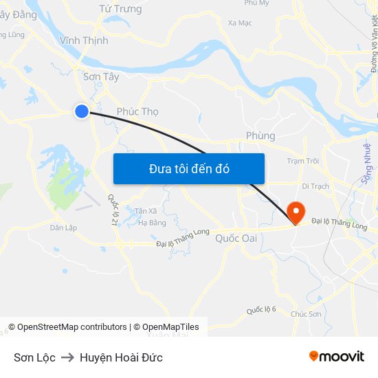 Sơn Lộc to Huyện Hoài Đức map