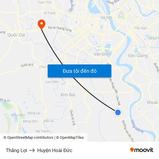 Thắng Lợi to Huyện Hoài Đức map