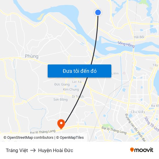 Tráng Việt to Huyện Hoài Đức map