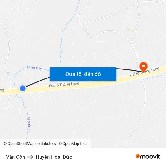 Vân Côn to Huyện Hoài Đức map