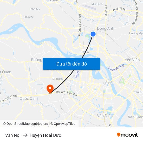 Vân Nội to Huyện Hoài Đức map