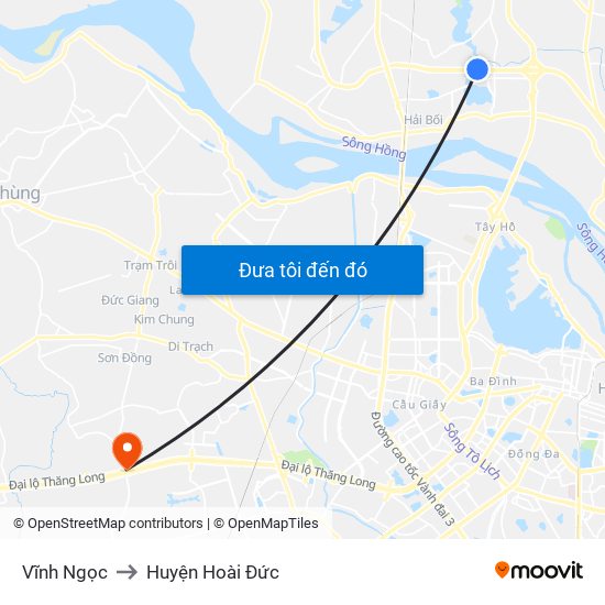 Vĩnh Ngọc to Huyện Hoài Đức map