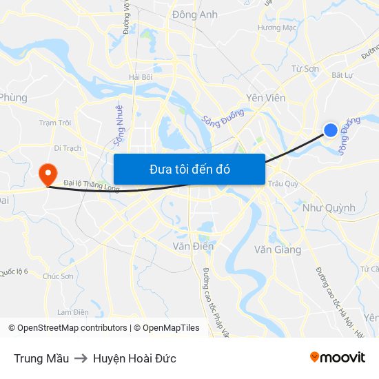 Trung Mầu to Huyện Hoài Đức map