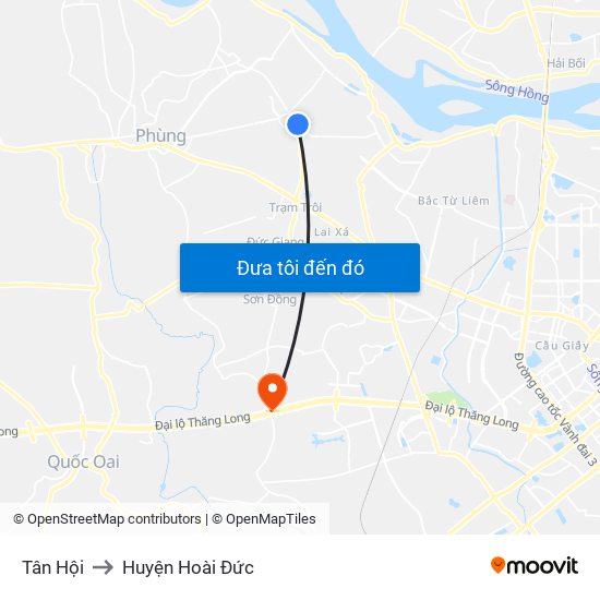 Tân Hội to Huyện Hoài Đức map