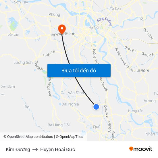 Kim Đường to Huyện Hoài Đức map