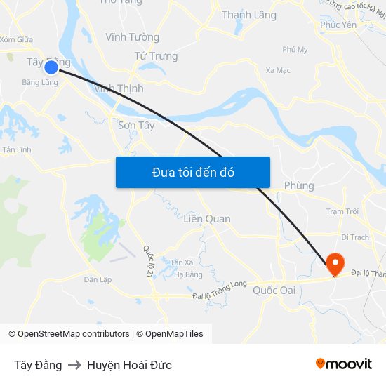 Tây Đằng to Huyện Hoài Đức map