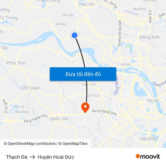 Thạch Đà to Huyện Hoài Đức map