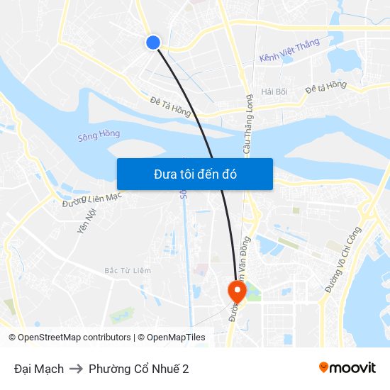 Đại Mạch to Phường Cổ Nhuế 2 map