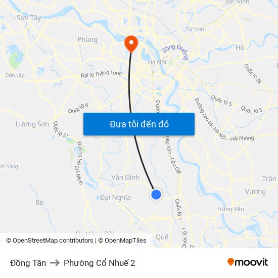 Đồng Tân to Phường Cổ Nhuế 2 map