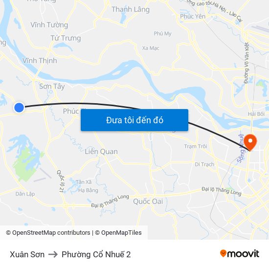 Xuân Sơn to Phường Cổ Nhuế 2 map