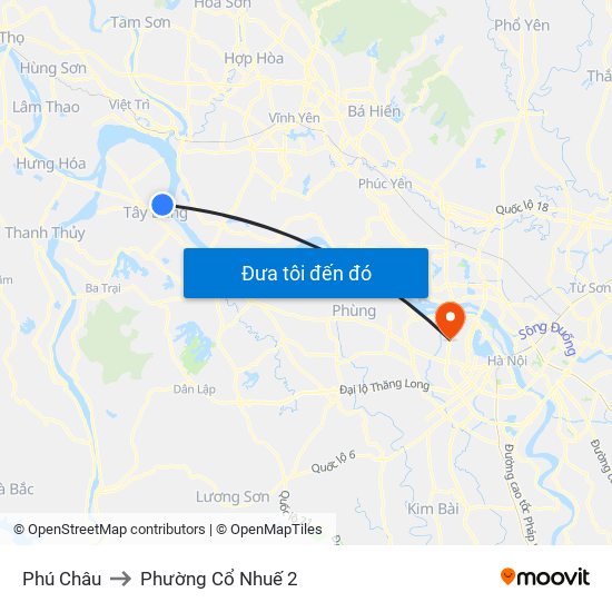 Phú Châu to Phường Cổ Nhuế 2 map