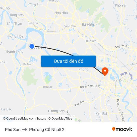 Phú Sơn to Phường Cổ Nhuế 2 map