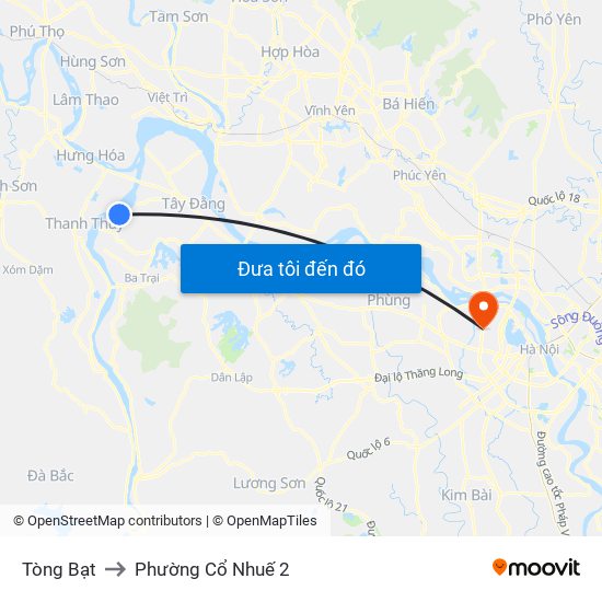 Tòng Bạt to Phường Cổ Nhuế 2 map