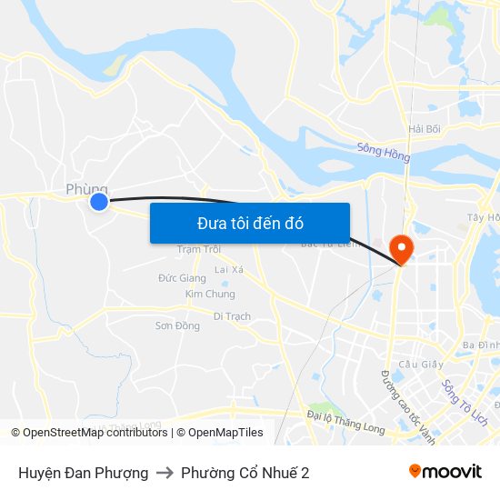 Huyện Đan Phượng to Phường Cổ Nhuế 2 map