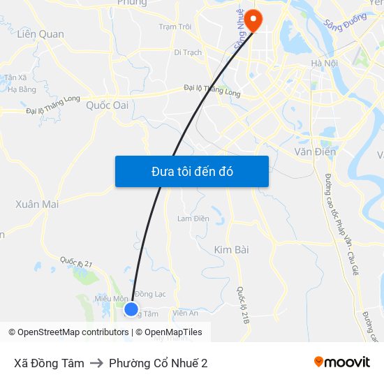 Xã Đồng Tâm to Phường Cổ Nhuế 2 map