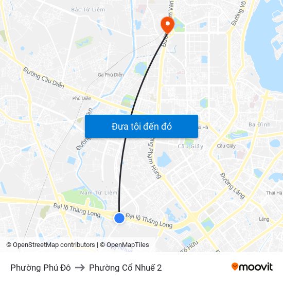 Phường Phú Đô to Phường Cổ Nhuế 2 map