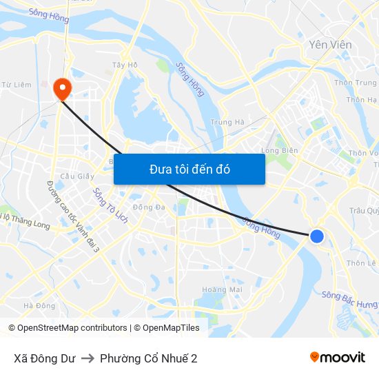 Xã Đông Dư to Phường Cổ Nhuế 2 map