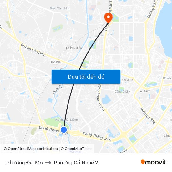 Phường Đại Mỗ to Phường Cổ Nhuế 2 map