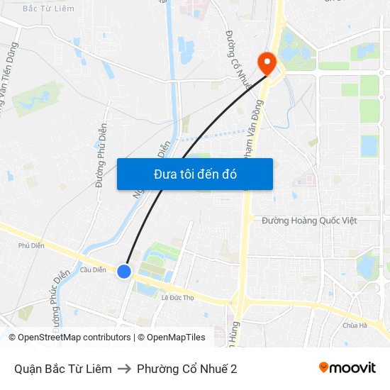 Quận Bắc Từ Liêm to Phường Cổ Nhuế 2 map