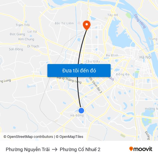 Phường Nguyễn Trãi to Phường Cổ Nhuế 2 map