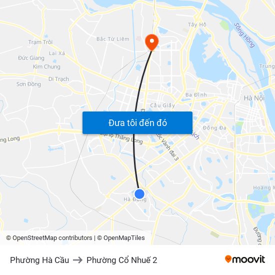 Phường Hà Cầu to Phường Cổ Nhuế 2 map