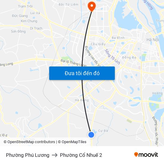 Phường Phú Lương to Phường Cổ Nhuế 2 map