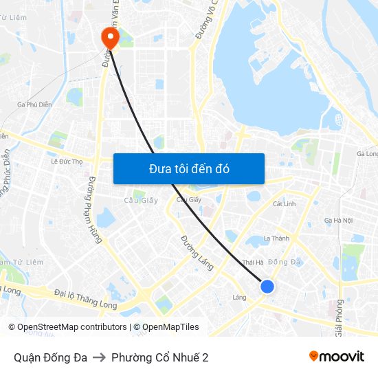 Quận Đống Đa to Phường Cổ Nhuế 2 map