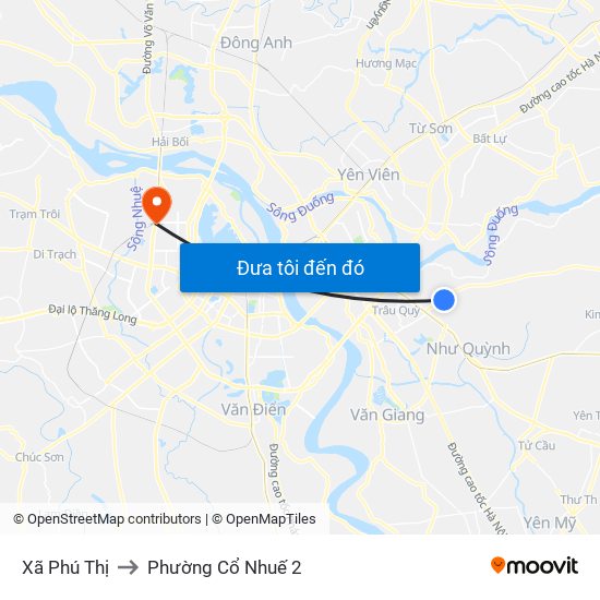 Xã Phú Thị to Phường Cổ Nhuế 2 map
