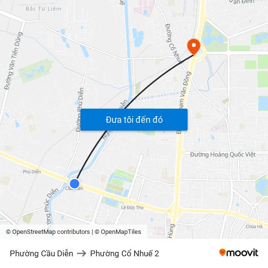 Phường Cầu Diễn to Phường Cổ Nhuế 2 map