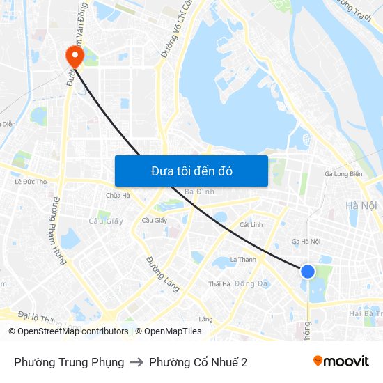 Phường Trung Phụng to Phường Cổ Nhuế 2 map