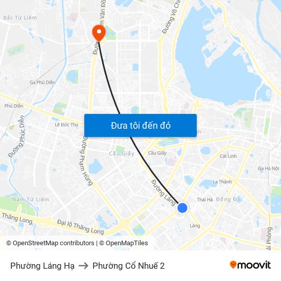 Phường Láng Hạ to Phường Cổ Nhuế 2 map