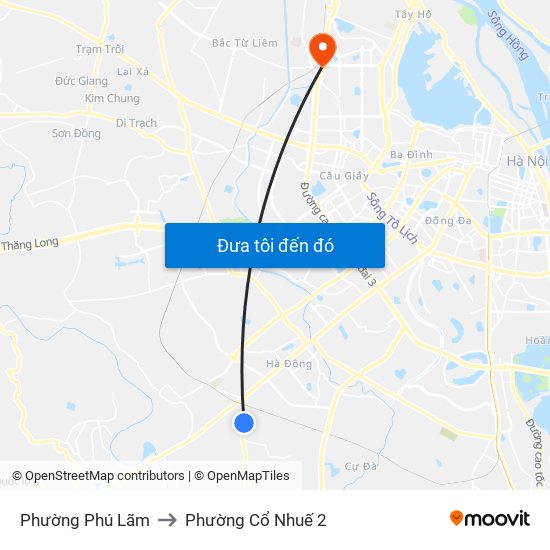 Phường Phú Lãm to Phường Cổ Nhuế 2 map