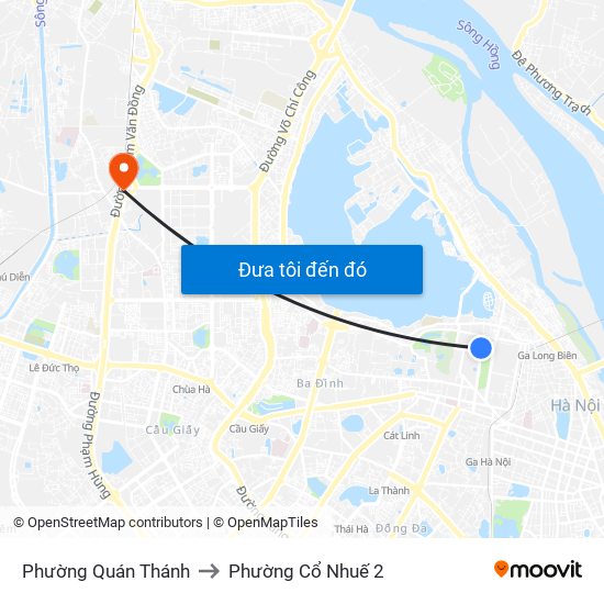 Phường Quán Thánh to Phường Cổ Nhuế 2 map