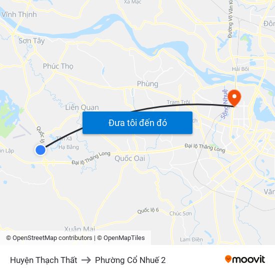 Huyện Thạch Thất to Phường Cổ Nhuế 2 map