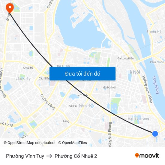 Phường Vĩnh Tuy to Phường Cổ Nhuế 2 map