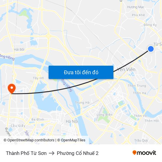 Thành Phố Từ Sơn to Phường Cổ Nhuế 2 map